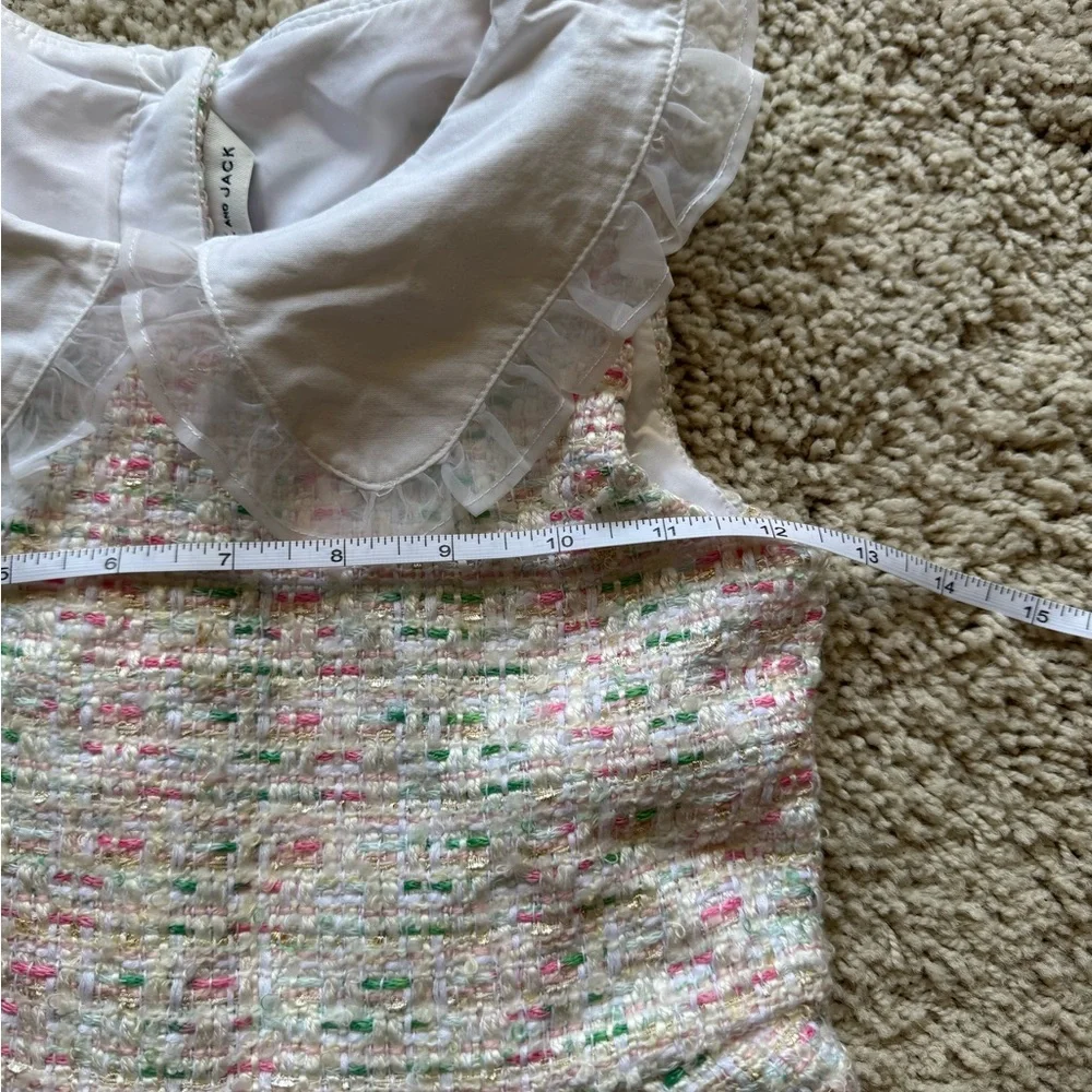Janie and Jack Girls' Boucle Sheath Dress Sz 7 Pink Green White Sleeveless EUC